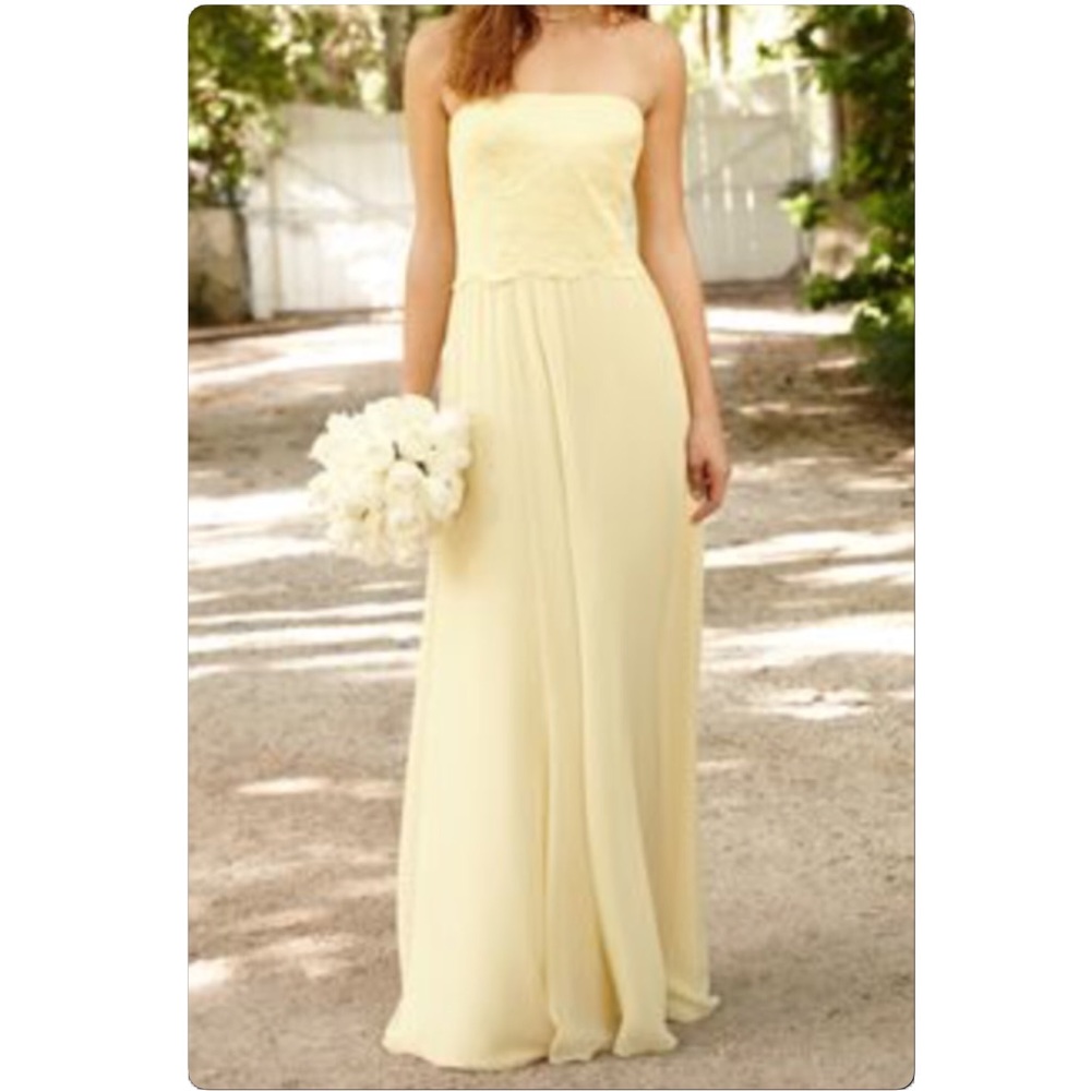 Ralph Lauren Strapless Light Yellow Chiffon Gown